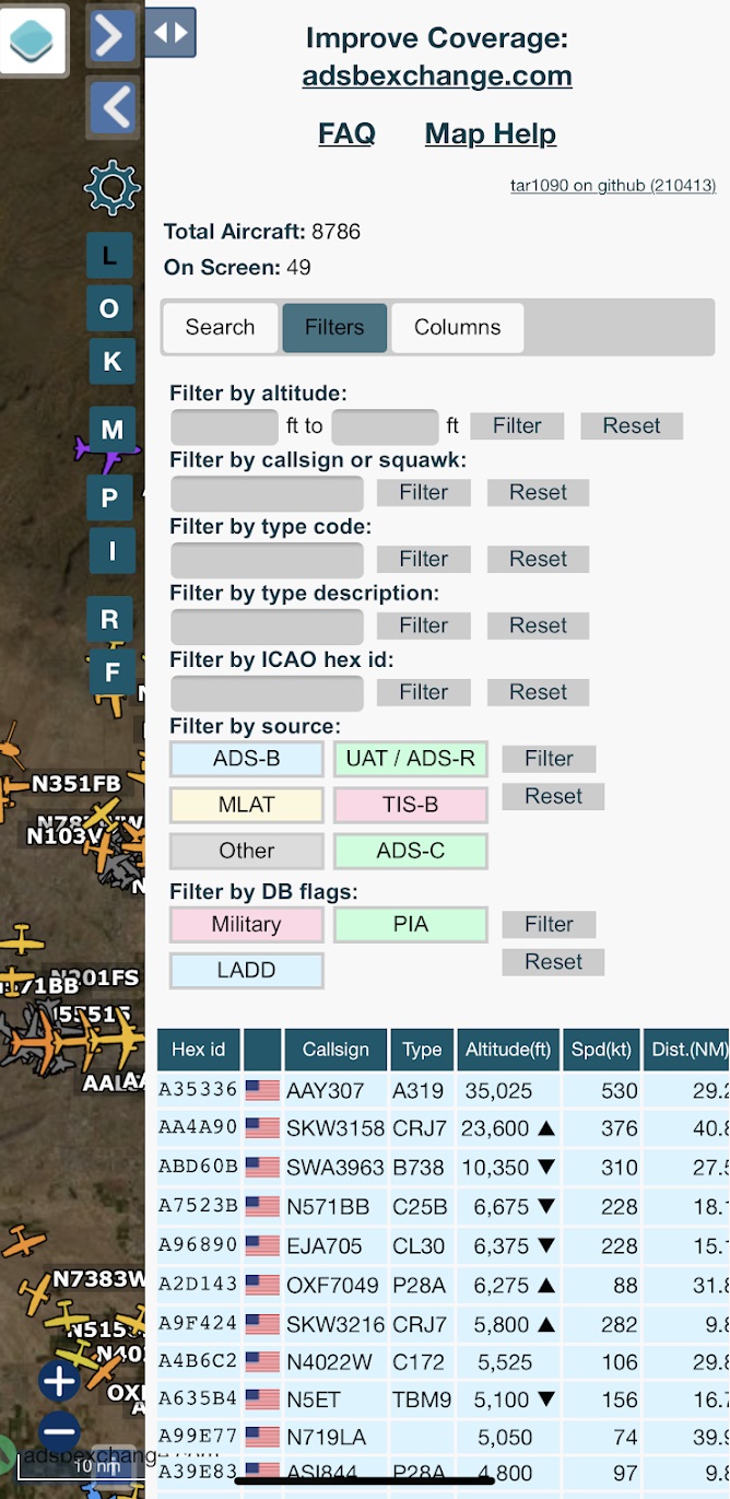 Apple/Android Web App for ADSB Exchange ADSB Exchange